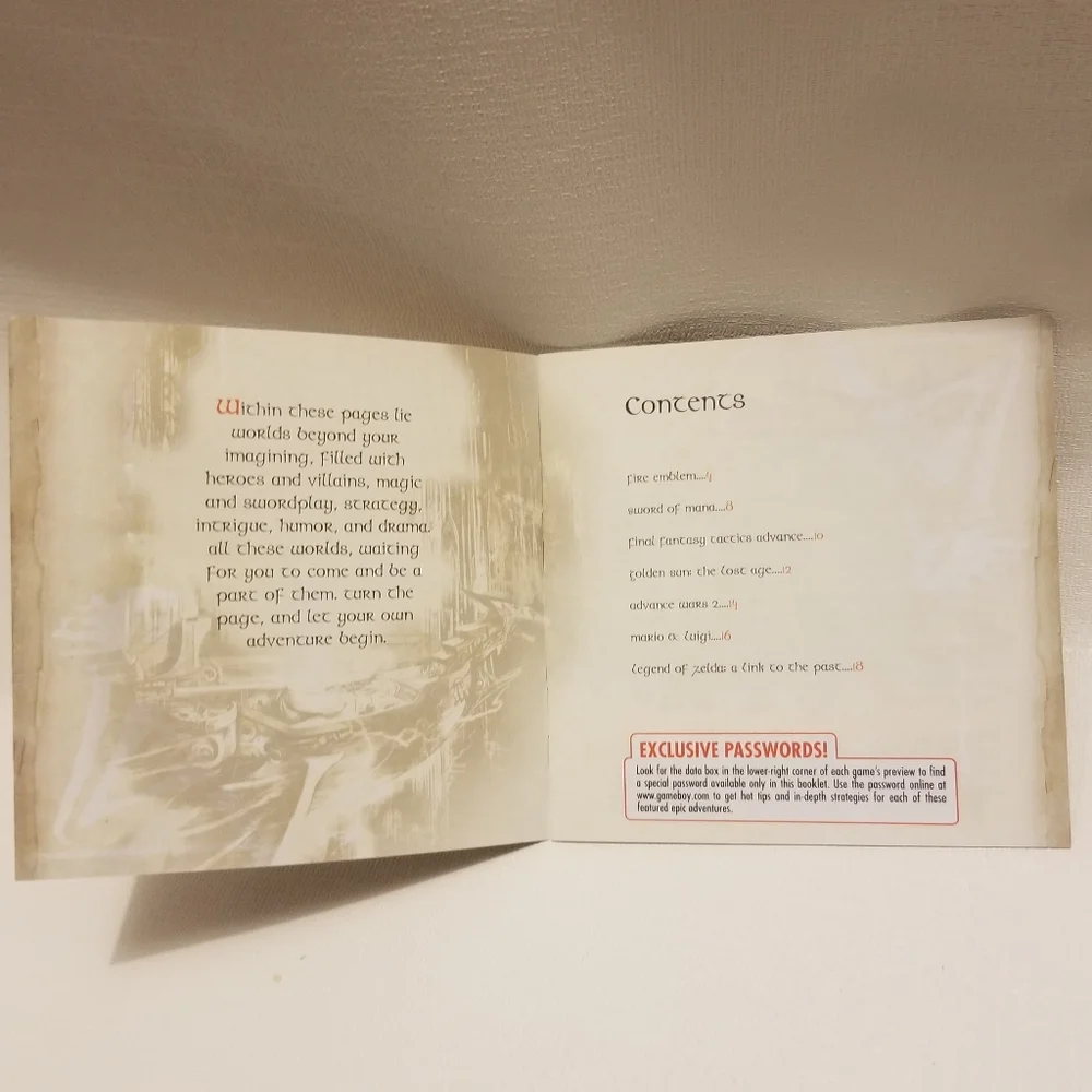Gameboy ephemera, including booklet with game passwords! All EUC
